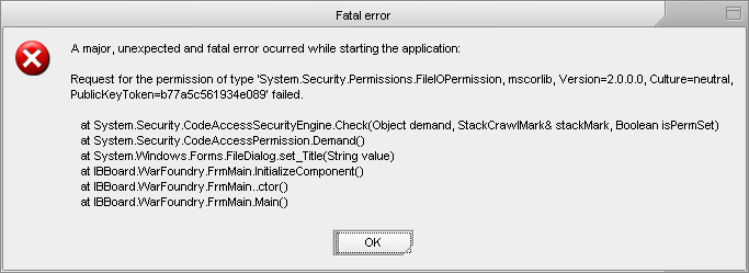 Error message for failed File I/O Permissions to set a FileDialog title